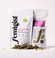 Femigist Balancing Brew - Women's Hormonal Support Tea. A blend of botanicals for hormonal balance, cycle regulation, and cramp support. 2 oz.