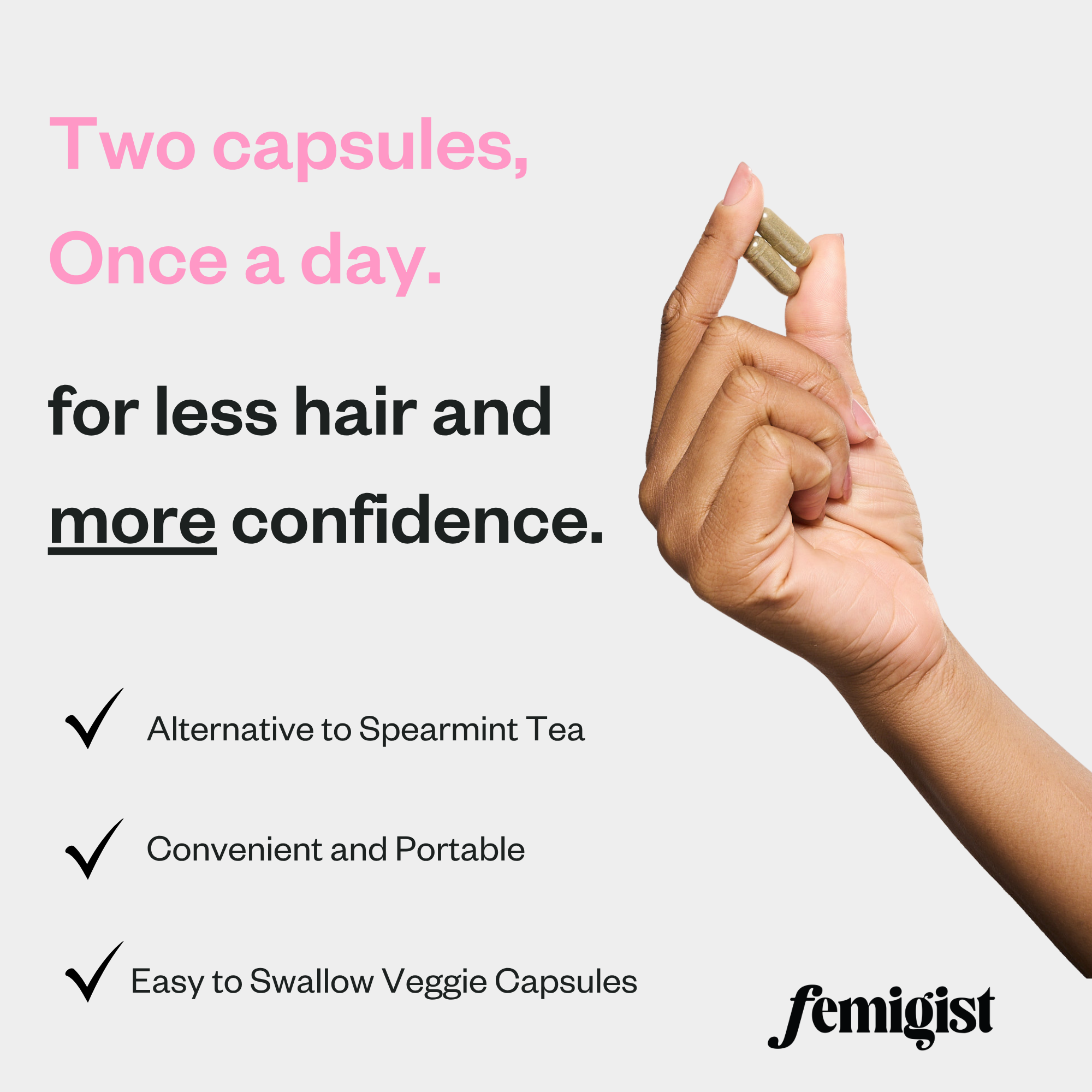 HERsutism – Hirsutism & PCOS Supplement for Female Facial Hair Reduction