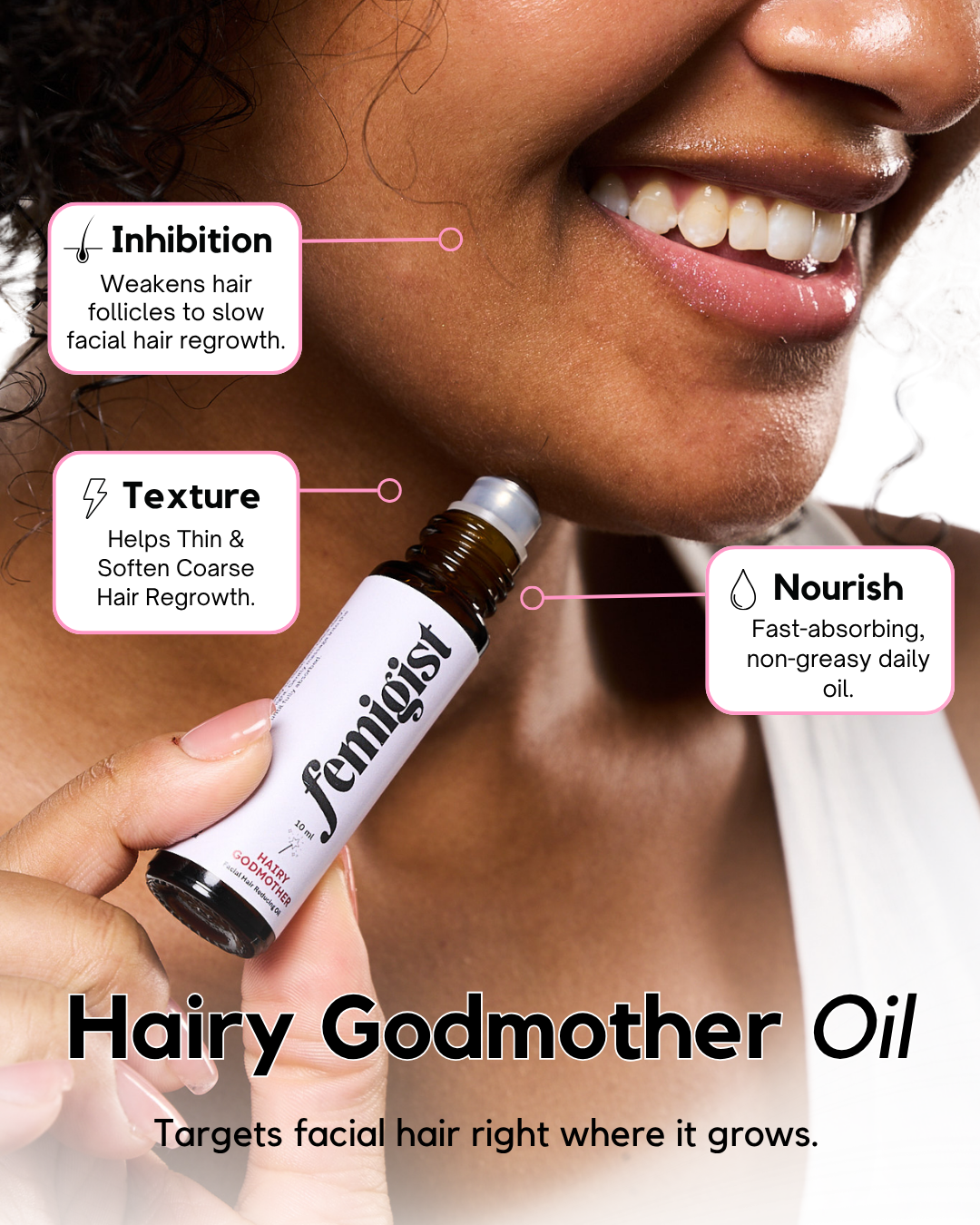 Hairy Godmother Facial Hair Roller – Natural Facial Hair Reduction