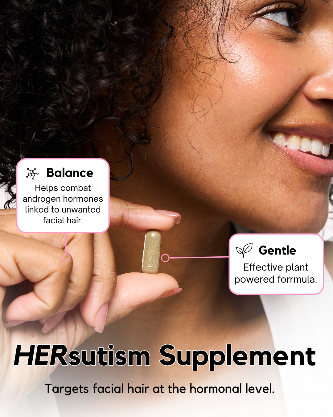 HERsutism – Hirsutism & PCOS Supplement for Female Facial Hair Reduction